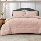 Bedsure Blush Pink King Size Comforter Set - 7 Pieces Reversible King Bed in a Bag King Bed Set with Comforters, Sheets, Pillowcases & Shams, King Bedding Sets