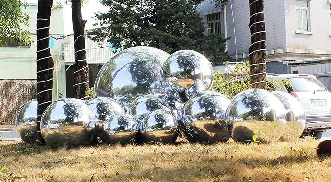 Generic Big Shiny Balls Giant Inflatable Mirror Balls for Events & Decor - Party, Advertising, Shows, Stage Decoration - Hanging & Standing-Various Sizes & Colors - Silver (1.8m/5.9ft)