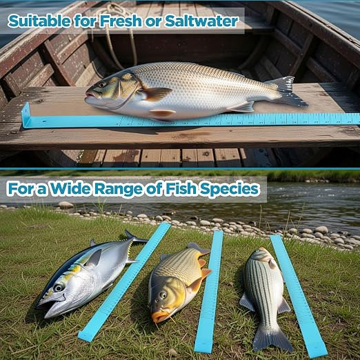 Zonon 2/15" x 2" x 48" Fish Measuring Board Anodized Aluminum Fish Ruler Blue Corrosion Resistant Boat Measuring Tool for Fishing Competition Fresh and Salt Water