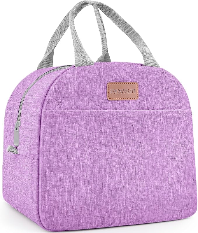Lunch Bag for Women & Men Adult Insulated Lunch Box, Small Leakproof Cooler Food Lunch Containers Reusable High Capacity Lunch Tote Bags for Work, Travel, Outdoor (Purple)