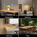 Cordless LED Table Lamps,Portable Battery Desk Lamp,2 Pack,Beige | 6000mAh Rechargeable,3000K/4500K/6000K Touch Stepless Dimming,Aluminum IP54 Waterproof Wireless Lighting for Outdoor/Indoor