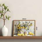 Framed Lemon Kitchen Wall Decor for Dining Room - Vintage Mustard French's Yellow Lemon Kitchen Wall Art, Rustic Oil Paintings Posters Prints for Bathroom Living Room Bedroom 8x10 inch