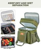 HSHRISH Expandable Large Tactical Lunch Box for Adults, Durable Insulated Lunch Bag with Lots of Storage Space, Cooler Bag for Men Women Work Outdoor Picnic Trip, 16 L, Black