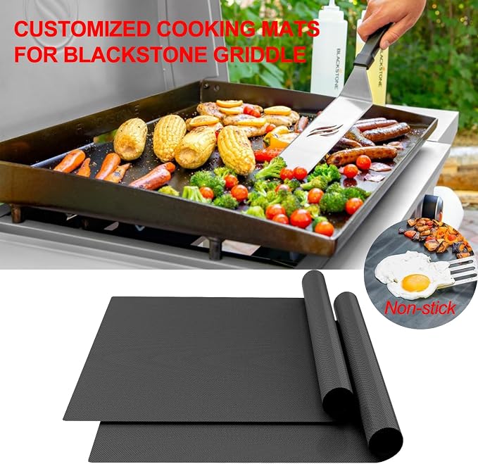 UBeesize 2 Pack Nonstick Grilling Mats for 36 Inch Blackstone Griddle, Resuable Cooking Mat for Grilling, BPA and PFOA Free Heavy Duty BBQ Grill Mats, Griddle Accessories Kit-36x21.25 Inch