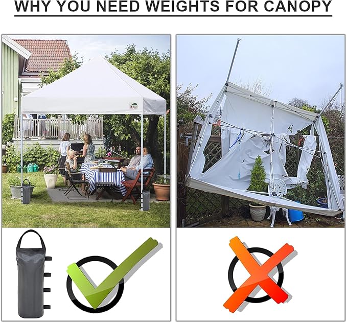 Eurmax USA Weight Capacity 112 LBS Extra Large Pop up Gazebo Weights Sand Bags for Pop up Canopy Tent Pergola Outdoor Instant Canopies,Sand Bags Without Sand, 4-Pack,(Gray)
