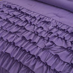 Lavender Princess Ruffle Comforter, Purple Twin Comforter Set for Girls (1 Ruffled Comforter and 2 Pillowcases), 3 Pieces Vintage Rustic Purple Bedding Set for Girls Kids