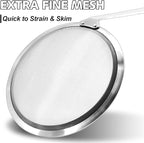 Anaeat 4" Stainless Steel Fat Skimmer Spoon - Professional Kitchen Fine Mesh Food Strainer and Hot Pot Skimmer with Long Handle for Skimming, Cooking, Frying, Grease, Gravy and Foam Diameter