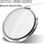 Anaeat 4.7" Stainless Steel Fat Skimmer Spoon - Professional Kitchen Fine Mesh Food Strainer and Hot Pot Skimmer with Long Handle for Skimming, Cooking, Frying, Grease, Gravy and Foam