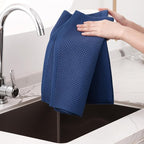 Homaxy 100% Cotton Oversized Waffle Weave Kitchen Towels, 7-Pack, Navy Blue | 20 x 28 Inches, Ultra Soft Absorbent Dish Towels, Quick Drying Large Cleaning Towels