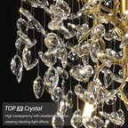 Modern Gold Crystal Tree Branches Chandelier,21 Inchs 6 Lights Modern Round K9 Crystal Chandeliers for Dining Room, Bedroom, Living Room, Foyer,Kitchen Island