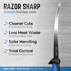 Rhinoreto Fillet Knife for Fish - Razor Sharp G4116 German Stainless Steel Blade, 8 Inch Professional Filleting & Boning Knife with Non-Slip Handle, Protective Sheath & Sharpener