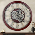 HOIBAI Large Wall Clock, Wall Clocks for Living Room Decor 30 Inch Farmhouse Vintage Rustic Kitchen Wall Decor Vintage Roman Oversized Wall Clock for Home Bedroom House, Moving Gears Clock