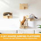 Cat Wall Shelves, 9-in-1 Wood Cat Wall Furniture Set, Burlywood | Cat Climbing Systems for Space-Saving, Wall Mounted Cats Shelves for 16 Inch Drywall, with Scratching Posts, Bridge, Condos