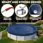 24 ft Round Pool Cover for Above Ground Pools, Above Ground Pool Cover, Swimming Pool Cover, Winter Pool Cover, Keeps Out Debris, Cold and UV Resistant, Supreme Mesh, Navy Blue