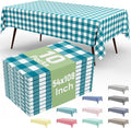 10 Packs Buffalo Disposable Table Cloth, 54 x 108 Inch Waterproof Plastic Tablecloth, Rectangle Turquoise and White Checkered Table Covers for Picnic, Birthday, Party, Back to School