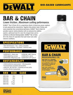 DEWALT – Biodegradable Bar & Chain Oil – Green, Eco-Friendly, Non-Toxic Professional Bar & Chainsaw Lubricant – Ultraclean All-Season Oil for Gas, Electric Saw, and Pole Saw, 32 oz (Case of 12)