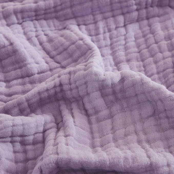 EMME Cotton Twin Blanket for Couch Soft Airy Muslin Bed Blankets Lightweight Breathable All Season Gauze, Lavender 60"x80"