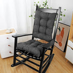 BUYUE Chair Cushion Set for Rocking Chair, Back Pillow & Seat Cushion with Ties, Original Woven Fabric Non-Slip Chair Pads for Elderly Sitting, Dark Gray