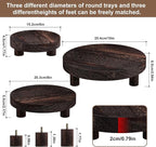 3 Pcs Wood Plant Stand Indoor Outdoor, Round Wood Riser for Decor 6/8/10" Wooden Stool Display Stand Flower Pot Holder Small Planter Tray Modern Potter Decorative for Desktop Counter Room
