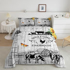 Farmhouse Windmill Comforter Set Full Size Rustic Farm Barn Door Bedding Comforter Sets for Cowboy Cowgirl, Vintage Western Cow Gifts Bedding Room Decor Butterfly Sunflowers Wooden Plank Duvet Insert