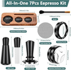 7 Pack Espresso Accessories Kit,51mm Espresso Tool Kit | Espresso Tamping Station | Coffee Distributor Tamper | WDT Tool | Dosing Funnel | Expresso Puck Screen | Christmas Gift for Espresso Lovers