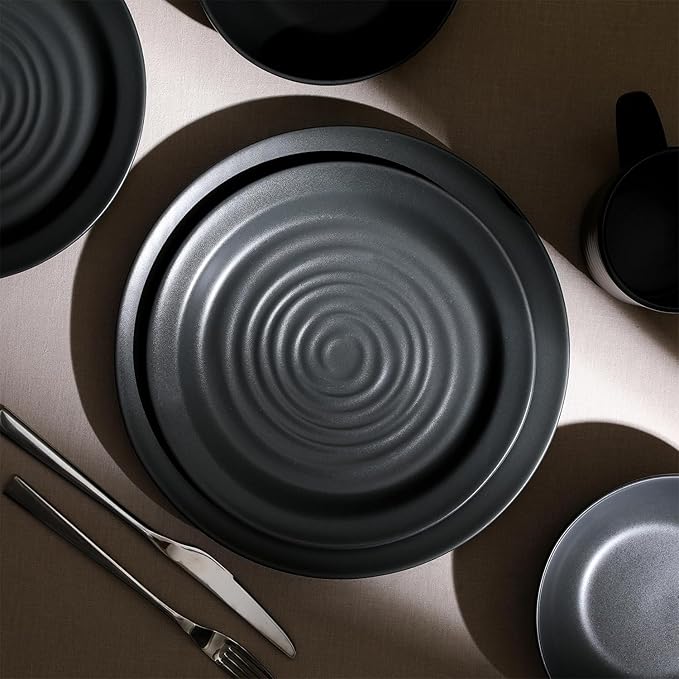 Stone Lain Orbit 16-Piece Dinnerware Set Stoneware, Charcoal