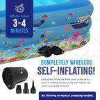 Pink Inflatable Swimming Pool (82.6'' x 59'' x 23.6'') Built-in Air Pump Inflatable Kiddie Pool, Family Pools for Kids and Adults - Self Inflating Backyard Blow Up Pool for Toddlers & Babies (Medium)