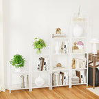 Bookshelf Storage Shelf Bookcase Freestanding Storage Stand for Living Room, Bedroom, Kitchen, Rust Resistance, Easy Assembly Free Combination Multi-Functional Organizer (5 Tiers,White)