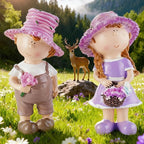 Outdoor Garden Couple Figurines - Boy and Girl Statues, Ideal for Patio, Lawn & Garden Decor, Valentine's Day Home Ornament, for Parents and Friends