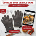 KITCHEN PERFECTION Silicone Griddle Grill Gloves Heat Resistant Oven Mitts | Waterproof, 5-Finger Design For A Better Grip, Best Griddle Grilling Accessories, Compatible with Blackstone, Weber & More