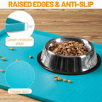 Hubulk Dog Feeding Mat,100% Waterproof BPA Free Silicone Pet Food and Water Bowl Placemat,Dishwasher, High Raised Edge to Prevent Spills,Nonslip Tray to Stop Messes on Floor (19"x12"x0.5", Teal)
