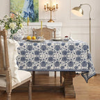 patdrea Designer Vintage Blue Rectangle Tablecloth,Linen Anti-Wrinkle Paisley Pattern Farmhouse Extra Long Table Cloth,Decor Cover for Kitchen Dining,Christmas,Thanksgiving,63"x110"-Lantang a