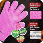 KITCHEN PERFECTION S Silicone Smoker BBQ Gloves - Heat Resistant Oven Mitts | Waterproof, 5-Finger Design For A Better Grip, for Pitmasters, Meat Smoking, Grilling, Cooking, Frying Turkey | Grill Gift