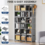 Mavivegue Bookshelf,18 Cube Storage Organizer,Extra Large Book Shelf Organizer,Tall Bookcase Shelf,Book Cases/Shelves,Grey Cube Shelf,Cubbies Closet Shelves for Bedroom,Living Room,Home,Office