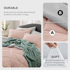 Bedsure Blush Pink King Size Comforter Set - 7 Pieces Reversible King Bed in a Bag King Bed Set with Comforters, Sheets, Pillowcases & Shams, King Bedding Sets