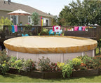 ECOOPTS 15 ft Round Pool Cover for Above Ground Pools, Swimming Pool Cover Protector Winter Safety Cover (Beige)