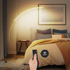 NUÜR Arc Floor Lamp, 67" Tall Gold LED Modern Standing Floor Lamp with Remote Control, Arched Bright Floor Lamps for Living Room Bedroom Office Home