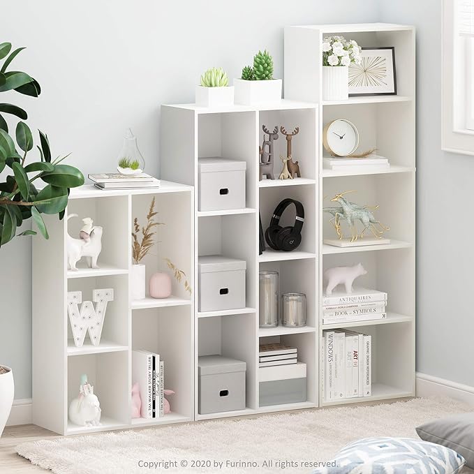 Furinno Luder Bookcase / Book / Storage , 5-Cube, White