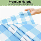 4 Packs Buffalo Disposable Table Cloth, 54 x 108 Inch Waterproof Plastic Tablecloth, Rectangle Baby Blue and White Checkered Table Covers for Picnic, Birthday, Party, Back to School