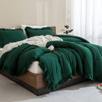 Andency Dark Green Ruffle Comforter Set, 2 Pieces Kids Comforter Set Twin(66x90Inch), Farmhouse Shabby Chic Comforter Set, Soft Microfiber Kids Bedding Set