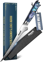 Huusk 7" Fillet Knife for Fish, Boning Knife for Meat, Gift for Chef | Flexible Fish Filleting Knife for Salmon, Ultra Sharp Deboning Knife for Meat Cutting Processing, Stainless Full Tang Blade