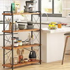 HCHQHS Bookshelf, 4-Tier Industrial Bookcase, Rustic Open Book Shelf, Freestanding Tall Bookshelves with Metal Frame