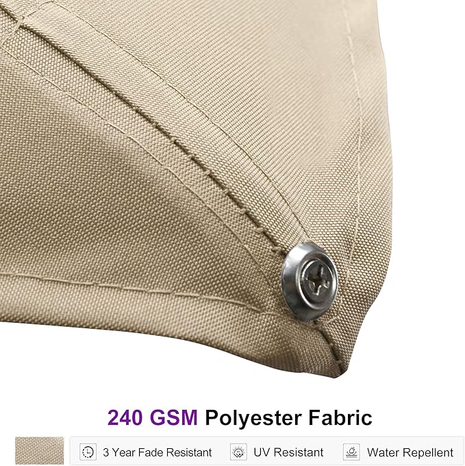 PURPLE LEAF 11' X 15' Rectangle Patio Umbrella Large Outdoor Aluminum Offset Umbrella with 360° Rotation Cantilever Umbrella with Base Included for Garden Deck Backyard Pool Beige