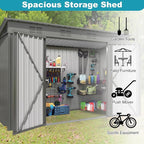4x9 FT Outdoor Metal Storage Shed, Tool Shed with Pitched Roof and Lockable Door, Compact Garden Shed for Backyard Garden Patio Lawn, Gray