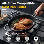 10 Inch Cast Iron Skillet, Pre-Seasoned Frying Pan with Dual Pour Spouts | Heavy Duty Cast Iron Pan for Steak, Eggs and Bacon, Works on Stovetop, Oven, Grill, Induction and Campfire, 3-Quart Capacity.