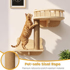 16-in-1 Cat Wall Shelves, Solid Pine Wood Cat Climbing System with Tunnel, Perch, Bridge, Condo and Sisal Scratching Post, Indoor Wall-Mounted Furniture for Cats