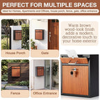 Yaocom Locking Mailbox with Key for Outdoor 12 x 10.5 x 4.7 Inches Large Wall Mount Mail Box with Lock Security Mail Drop Metal Collection Boxes Hanging Secure Postbox(Wooden)