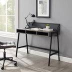 Walker Edison Jones Urban Industrial Metal Mesh Back Writing Desk, 42 Inch, Cerused Ash Grey