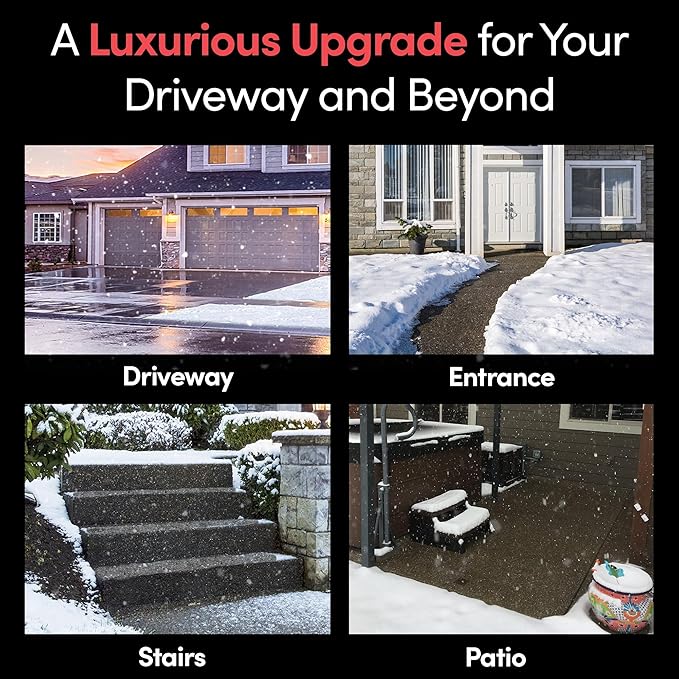 Electric Snow and Ice Melting Underground Cable 128 feet, Covers 42 sqft at up to 38 Watts/sqft, 240V – Radiant Heated Driveways, Walkways, Stairs – Installs Under Concrete, Asphalt, or Pavers