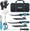 Fillet Knife Kit Combo,Fishing Gear and Gifts for Men | Fishing Knives with Sheath,and Honing Rod,Ultra-Sharp G4116 Blades,Corrosion-Resistant,Non-Slip Handle,Durable Storage Bag
